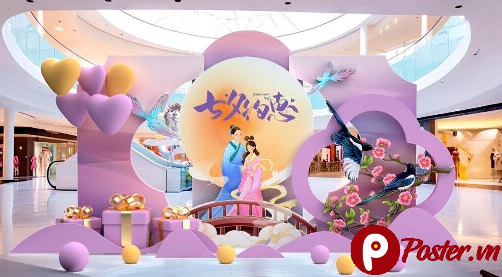Backdrop Valentine đỏ hồng 3D - Chi tiết 3