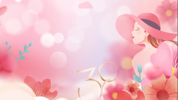 Background 8/3 hồng nữ tính