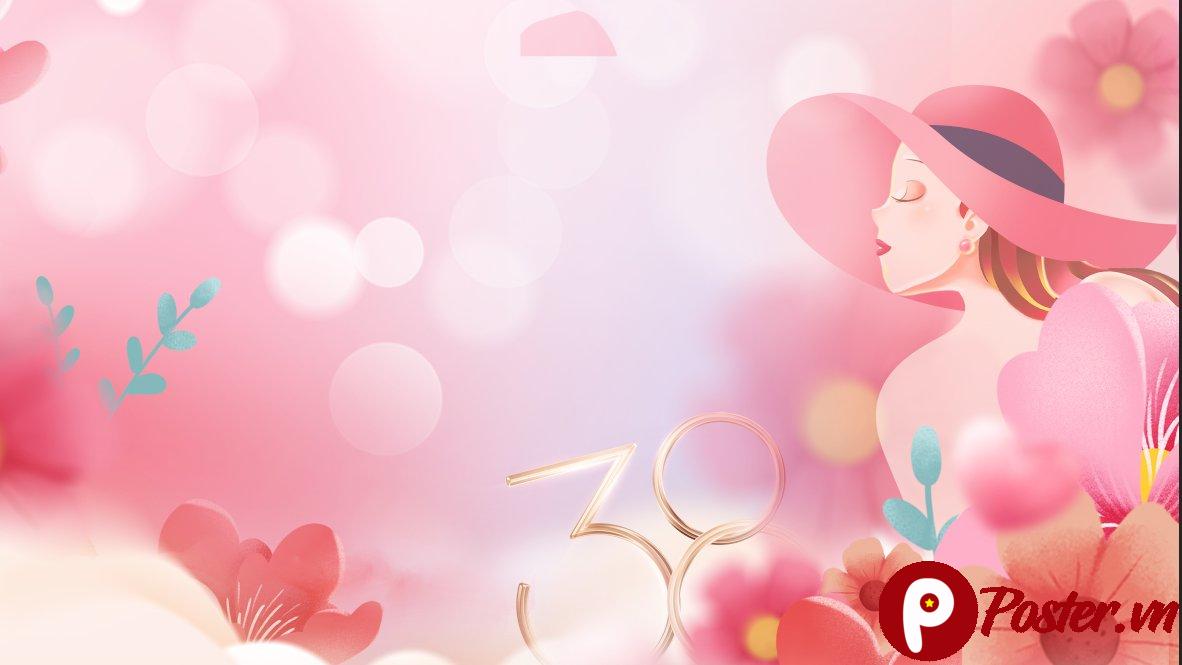 Background 8/3 hồng nữ tính