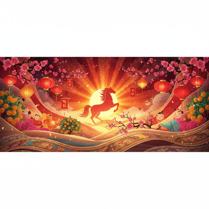 Bộ sưu tập background Tết 2026 Bính Ngọ Full HD với hình ảnh hoa đào, hoa mai, câu đối đỏ và các biểu tượng truyền thống Việt Nam, mang không khí xuân tươi vui.