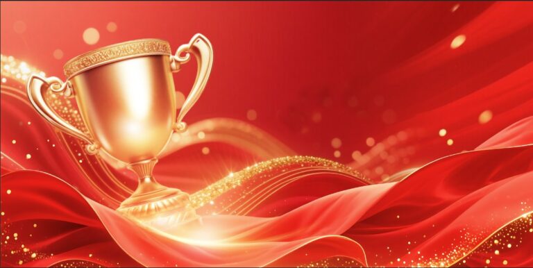 Background đỏ vinh quang cúp vàng