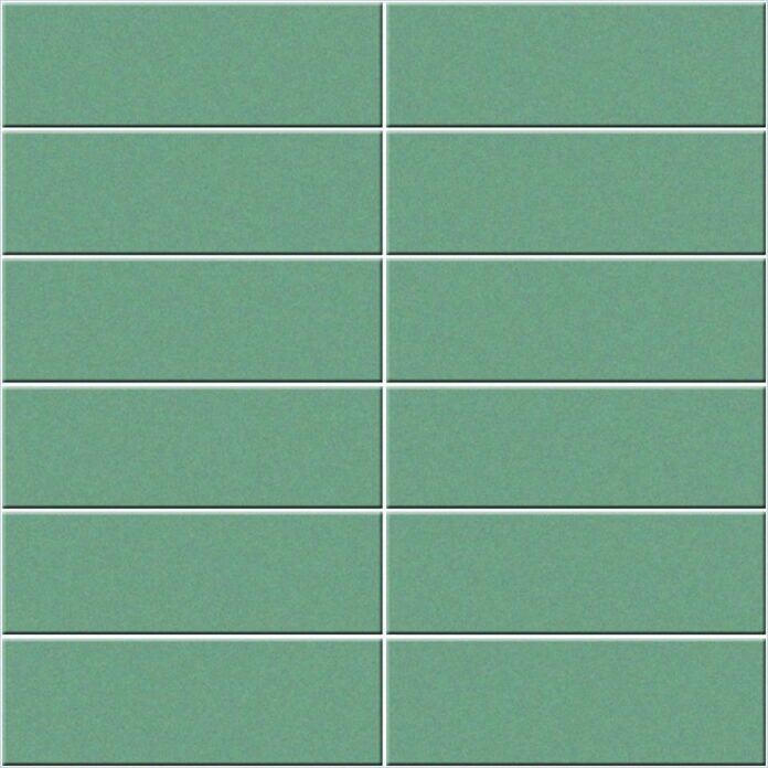 Background gạch ốp tường màu xanh bạc hà tối giản, hiện đại với hiệu ứng 3D và đường ron trắng nổi bật