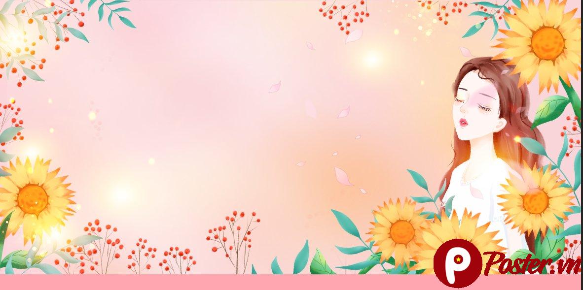 Background hoa hướng dương nữ tính