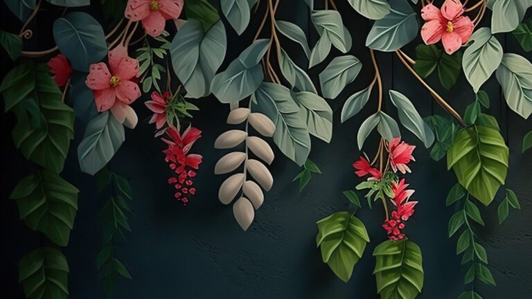 Background hoa lá nhiệt đới vector