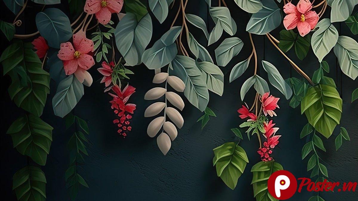 Background hoa lá nhiệt đới vector