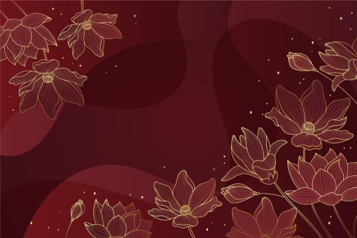 Background Hoa Sen Vàng Đỏ Sang Trọng