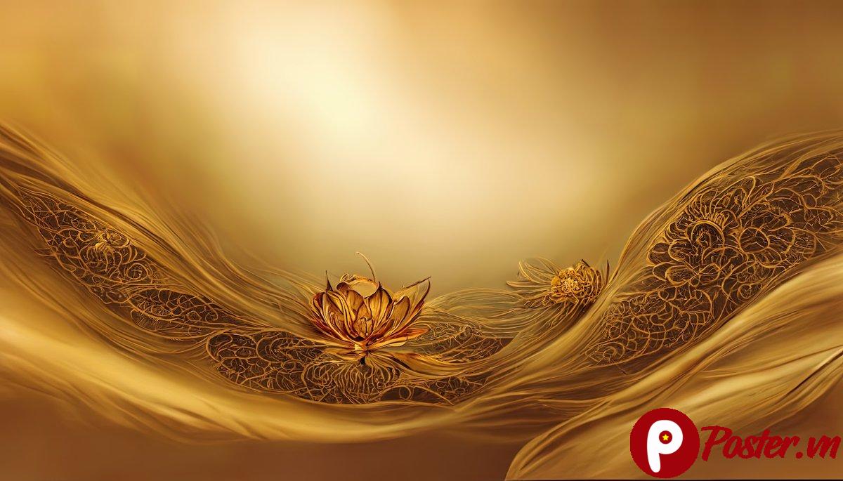 Background hoa sen vàng sang trọng