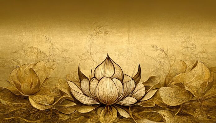 Background hoa sen vàng sang trọng