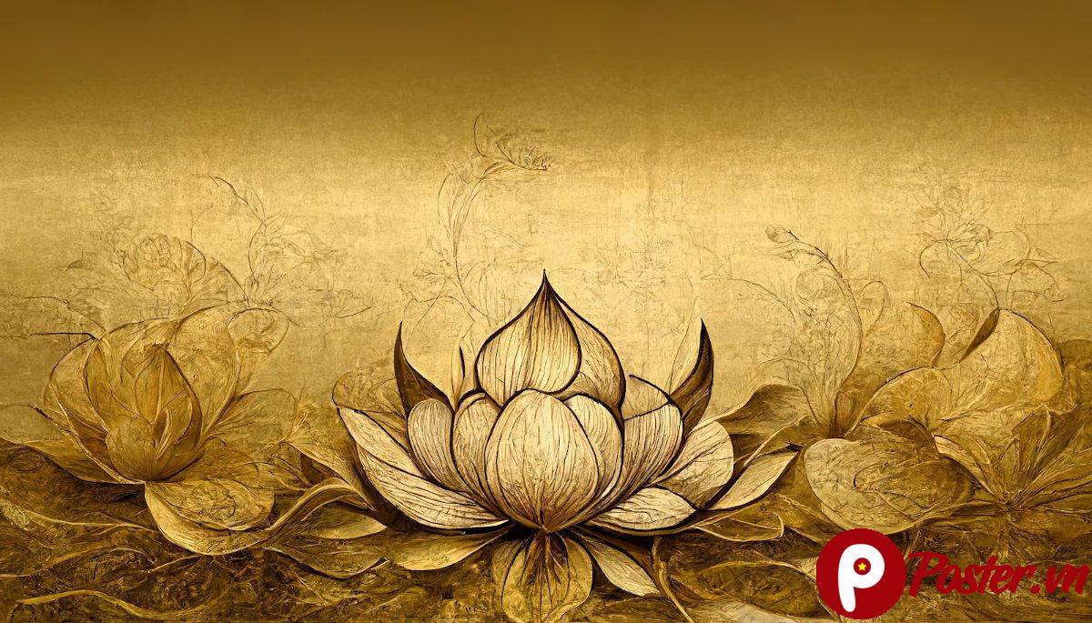 Background hoa sen vàng sang trọng
