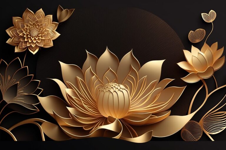 Background hoa sen vàng sang trọng