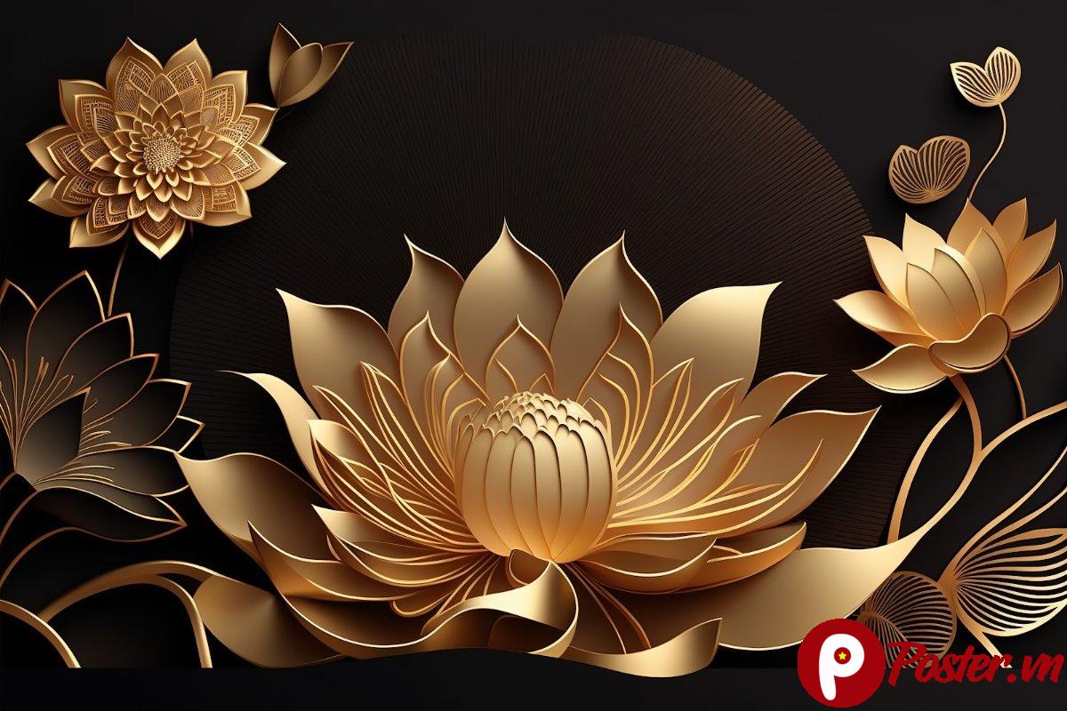 Background hoa sen vàng sang trọng