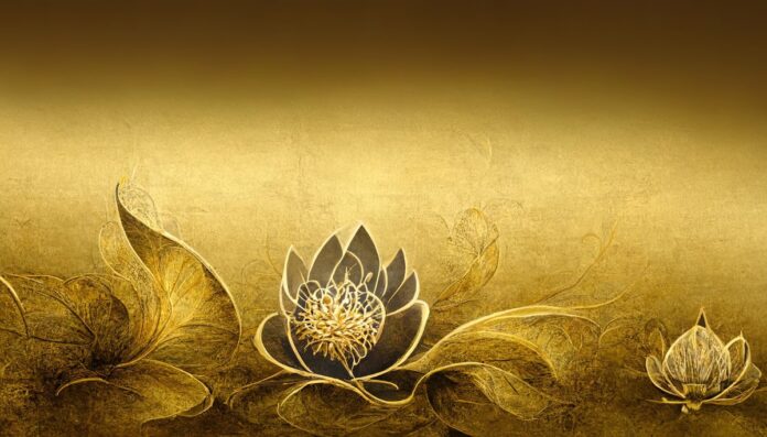 Background hoa sen vàng sang trọng