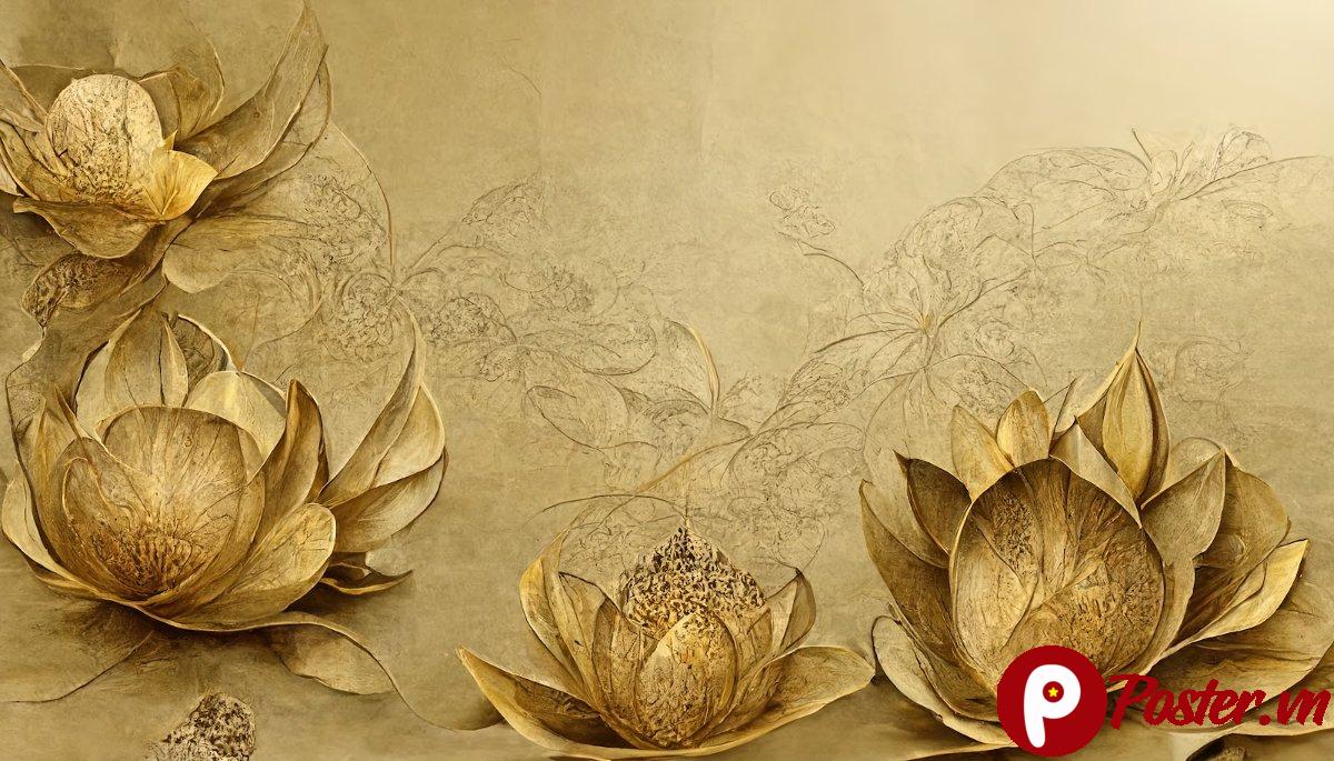 Background hoa sen vàng sang trọng