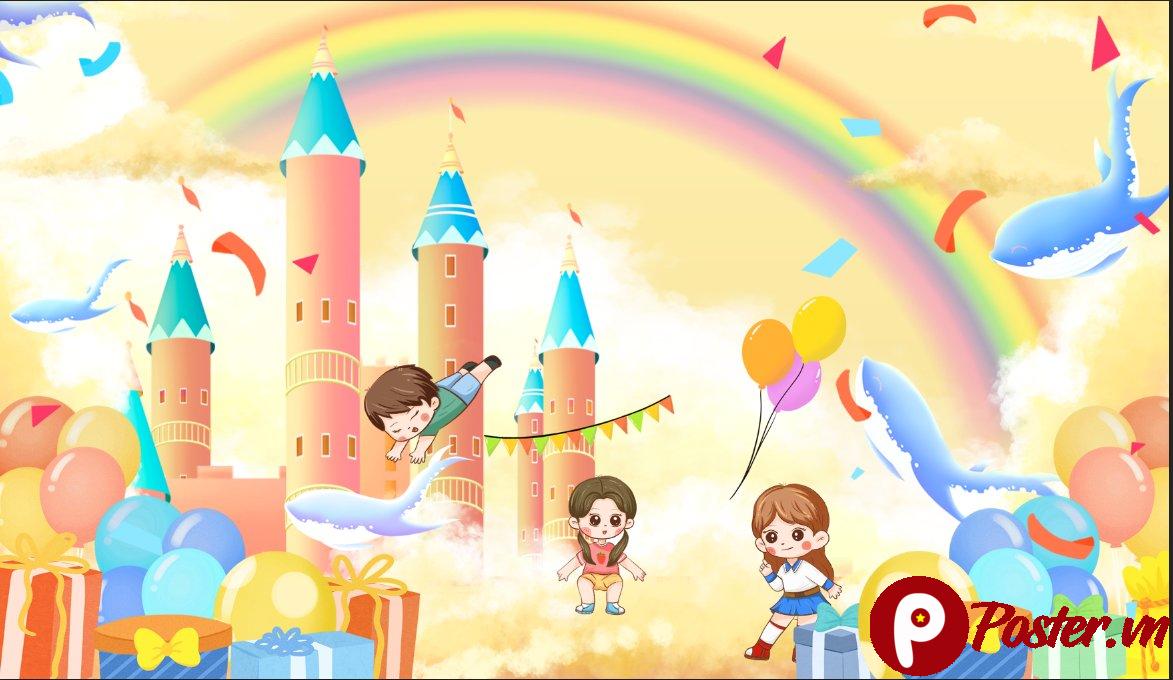 Background hoạt hình mầm non