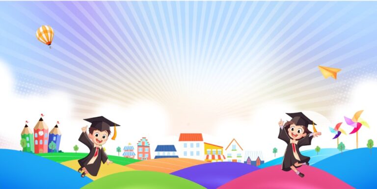 Background mầm non bé tốt nghiệp