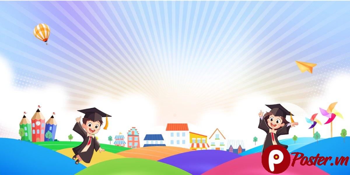 Background mầm non bé tốt nghiệp