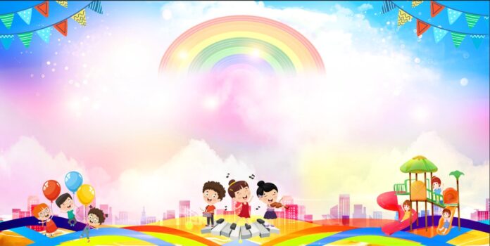 Background mầm non cầu vồng