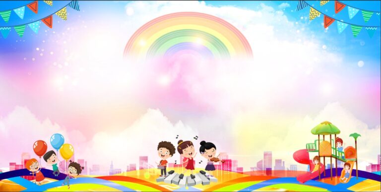 Background mầm non cầu vồng
