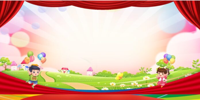 Background sân khấu mầm non đáng yêu