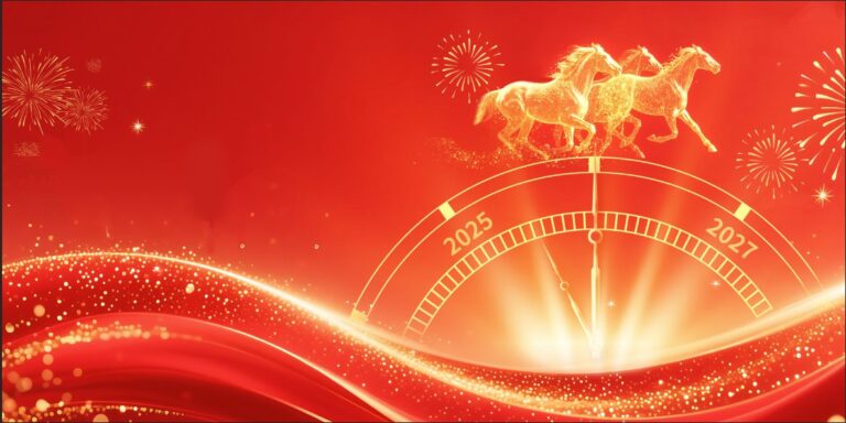 Background Tết 2025 đỏ ngựa vàng