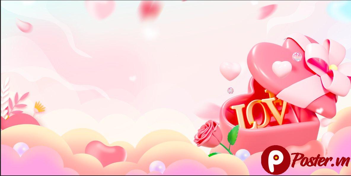 Background Valentine 3D hồng