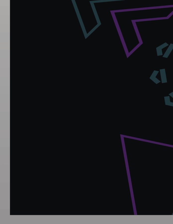 Mẫu background vector abstract phong cách công nghệ với đường nét neon tím và xanh trên nền đen