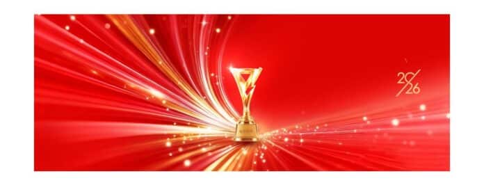 Mẫu background vinh danh cúp vàng PSD màu đỏ sang trọng