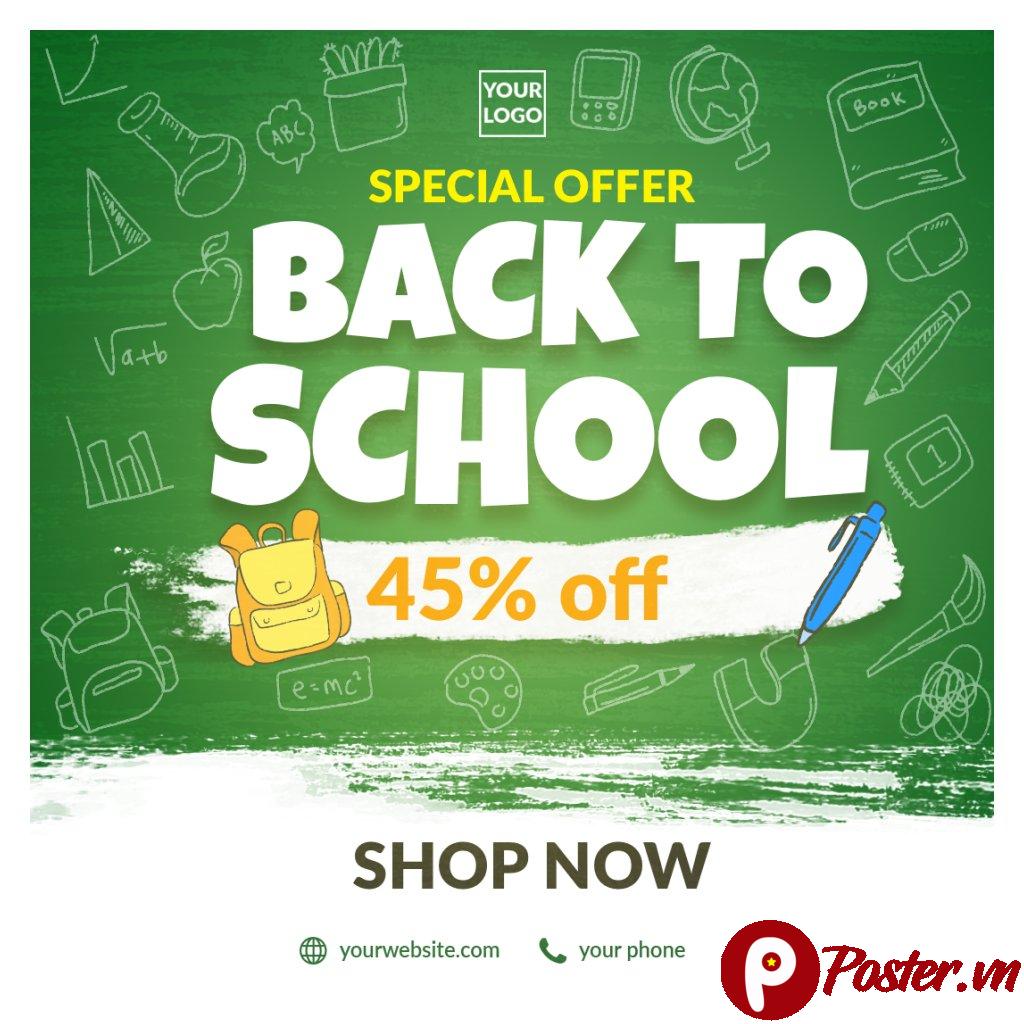 Banner Back To School giảm giá 45%