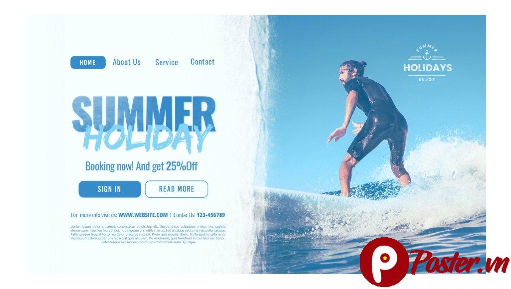 Banner du lịch hè lướt sóng