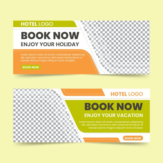 Banner du lịch khách sạn vector AI
