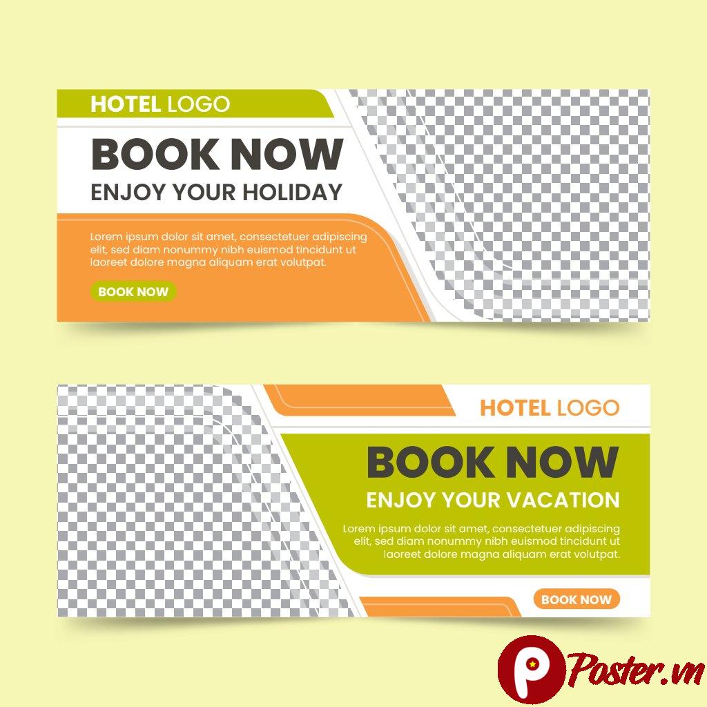 Banner du lịch khách sạn vector AI