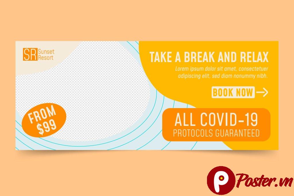 Banner du lịch resort an toàn COVID-19