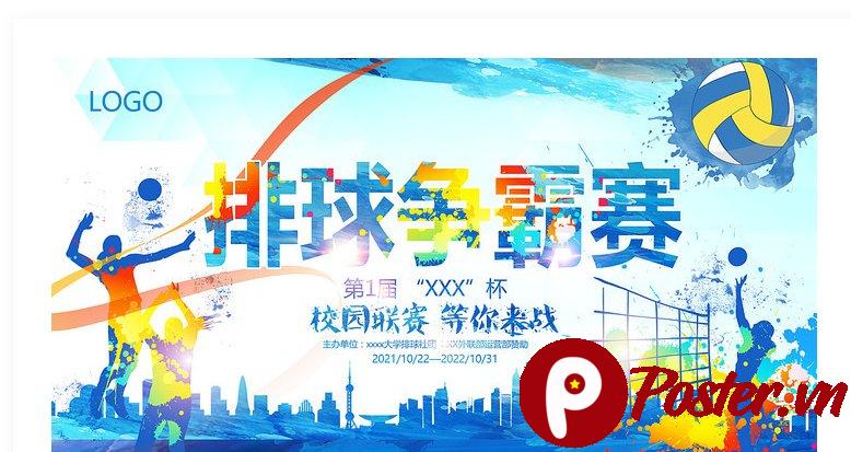 Banner giải bóng chuyền vector