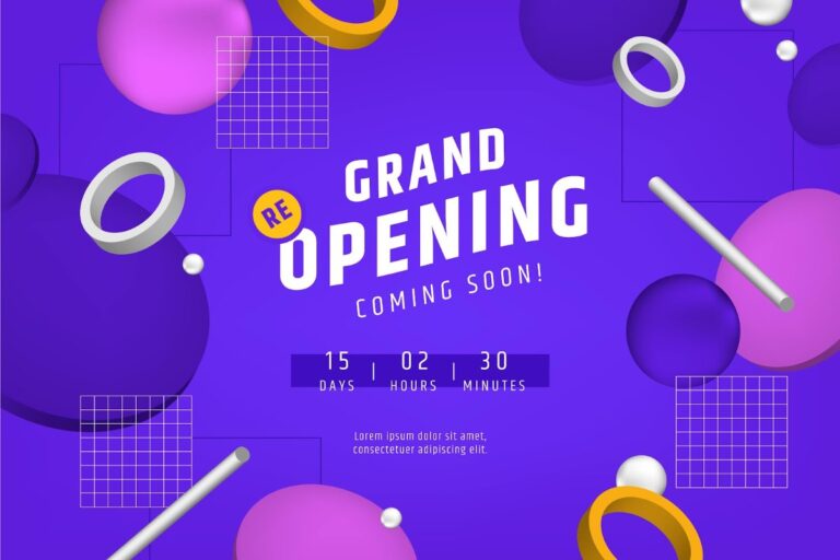 Banner Grand Opening Vector 3D