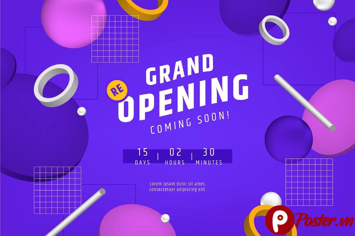 Banner Grand Opening Vector 3D