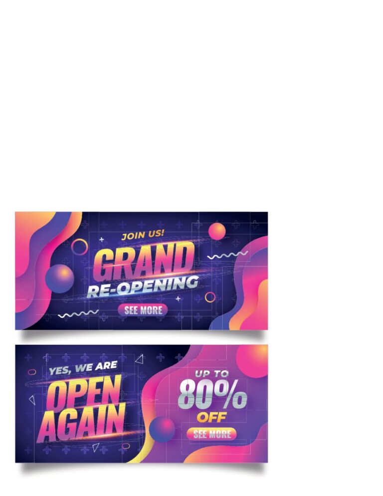 Banner Grand Re-opening và Open Again