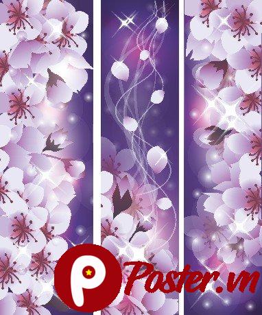 Banner hoa anh đào tím vector