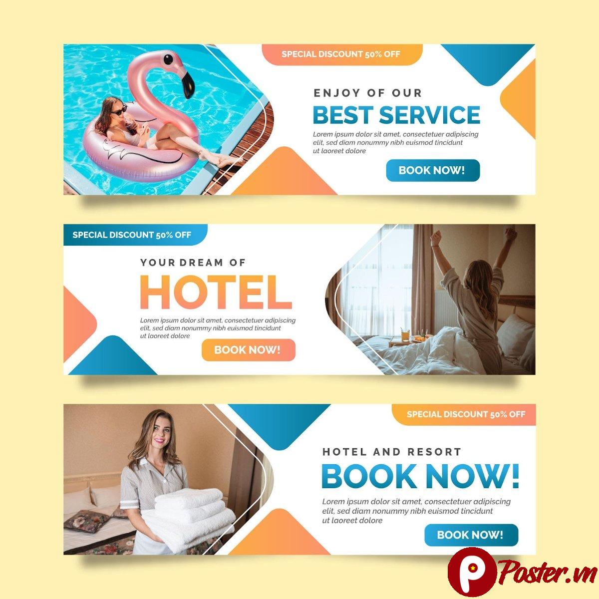 Banner khách sạn du lịch vector