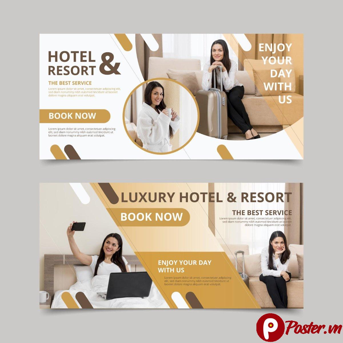 Banner khách sạn resort vector