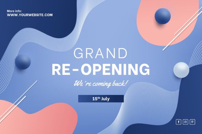 Banner khai trương lại hiện đại