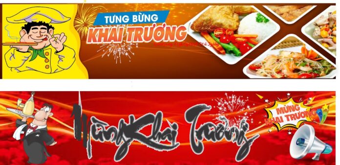 Banner khai trương tưng bừng