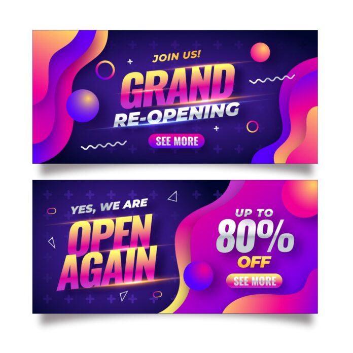 Banner khai trương vector hiện đại