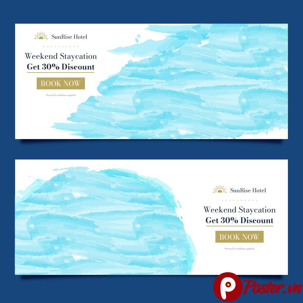 Banner khuyến mãi du lịch màu nước