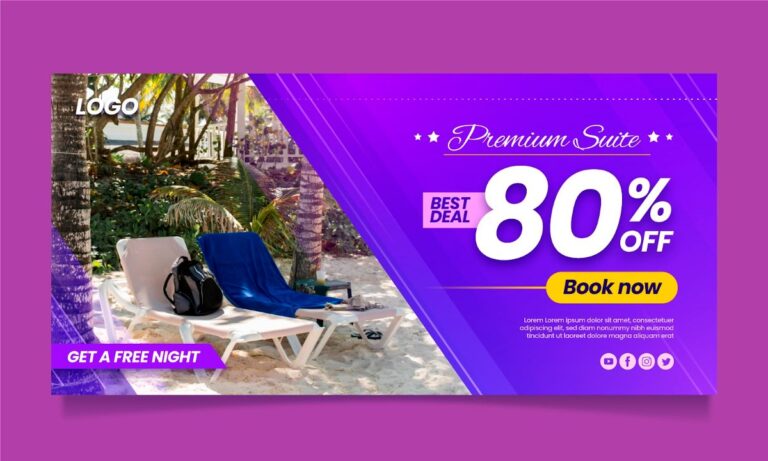 Banner khuyến mãi du lịch vector