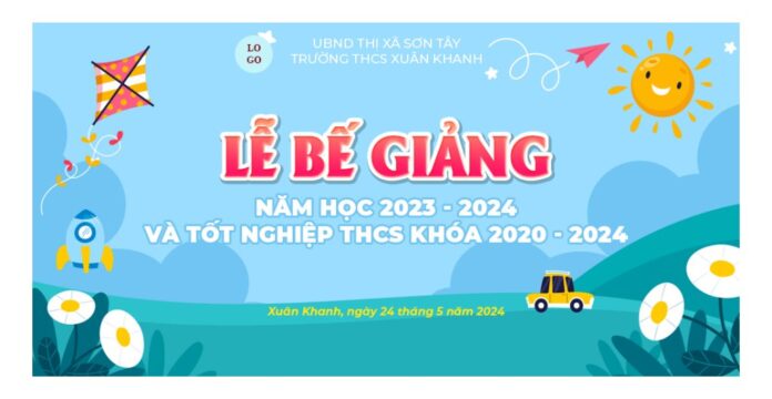 Banner lễ bế giảng tiểu học