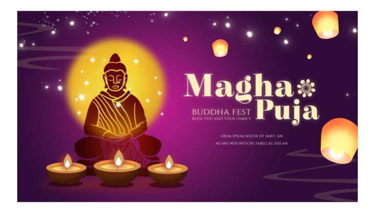 Banner Lễ Magha Puja Vector