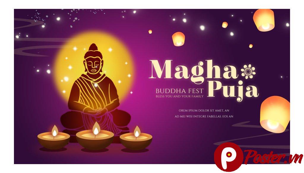 Banner Lễ Magha Puja Vector