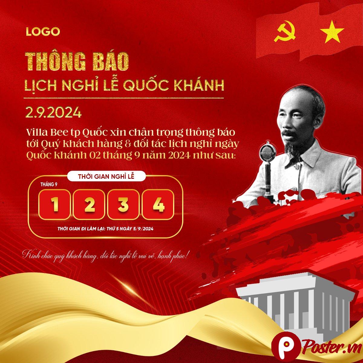 Banner Lịch Nghỉ Lễ Quốc Khánh 2/9