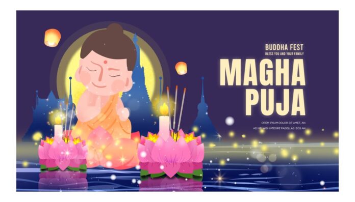 Banner Magha Puja Vector