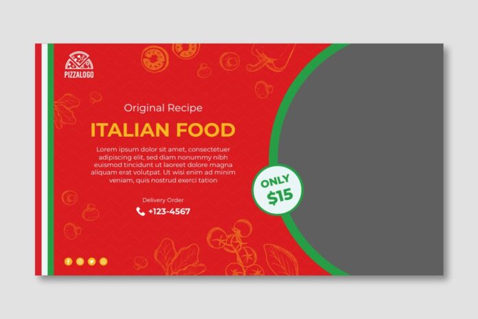 Banner món ăn Ý vector